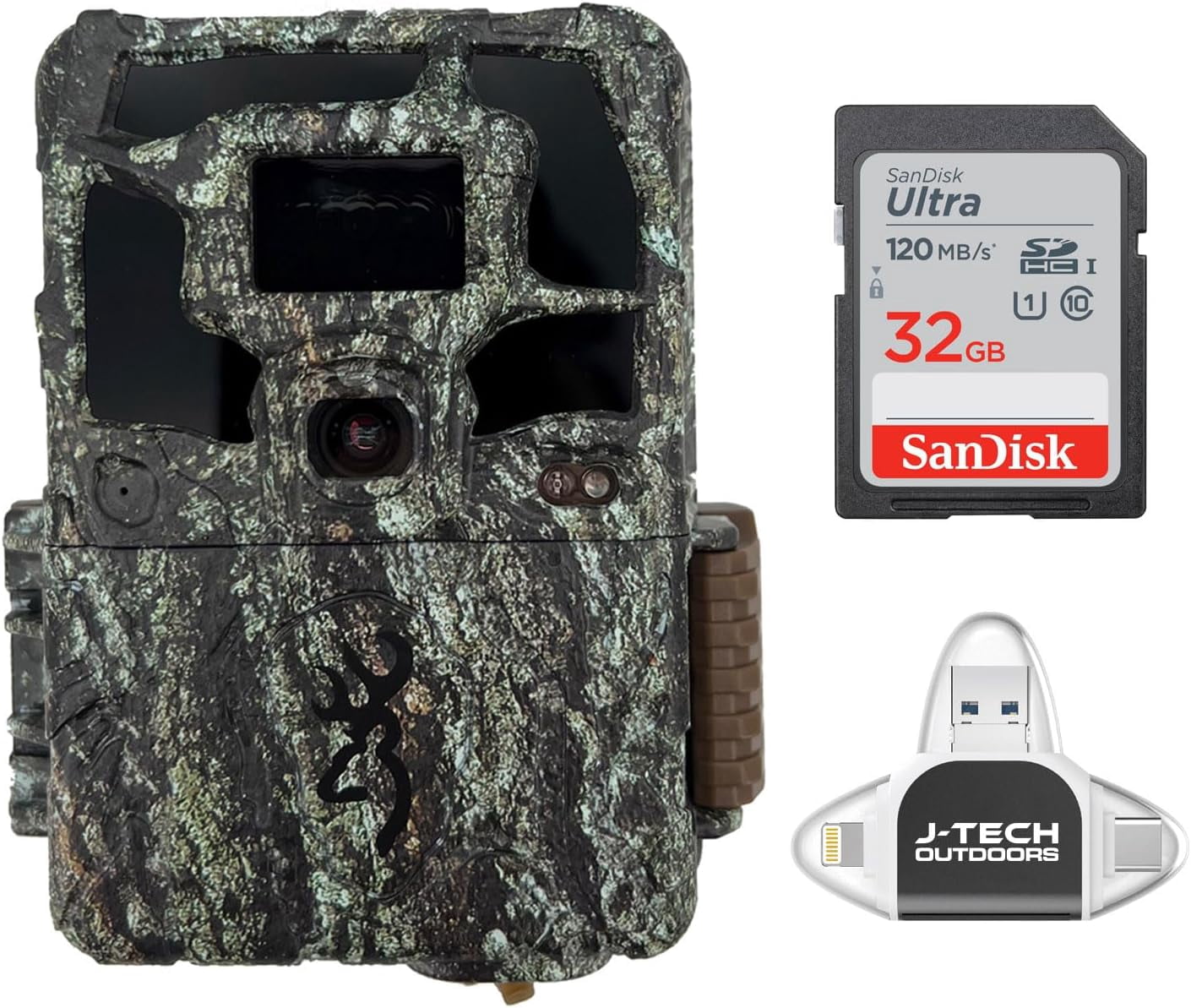 Browning Dark Ops Pro X 1080 Trail Game Camera Bundle Includes 32GB Memory Card and J-TECH USB Memory Card Reader Compatible with iPhone/iPad/Android/PC (24MP) | BTC6PX1080