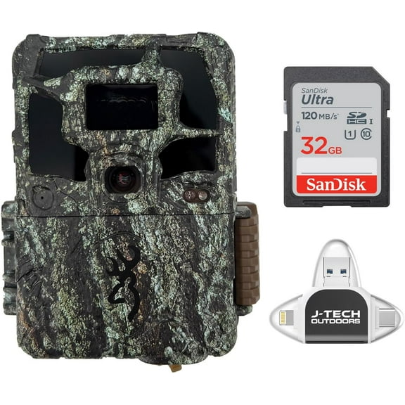 Browning Dark Ops Pro X 1080 Trail Game Camera Bundle Includes 32GB Memory Card and J-TECH USB Memory Card Reader Compatible with iPhone/iPad/Android/PC (24MP) | BTC6PX1080