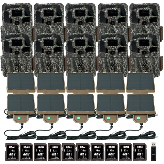 Browning Dark Ops Pro X 1080 Trail Motion-Activated Camera (10-Pack) with Solar Power, 32GB Memory Card and Card Reader Bundle
