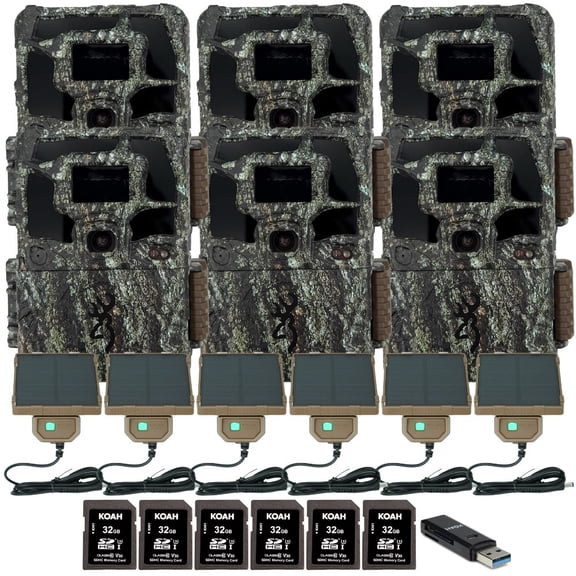 Browning Dark Ops Pro X 1080 Trail Motion-Activated Camera (6-Pack) with Solar Power, 32GB Memory Card and Card Reader