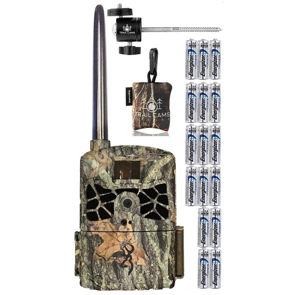 Browning Defender 4G LTE Cellular Camera with Batteries, Tree Mount, and Spudz Microfiber Cloth Screen Cleaner AT&T