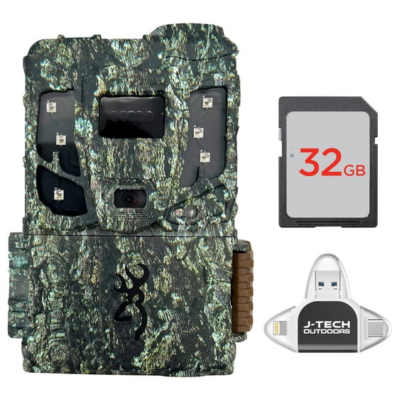 Browning Defender Pro Scout MAX Extreme HD Cellular Trail Game Camera (AT&T+VERIZON) Bundle Includes 32GB Memory Card and J-TECH USB Memory Card Reader Compatible with iPhone/iPad/Android | BTCPSMXHD