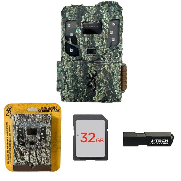 Browning Defender Pro Scout MAX Extreme HD Cellular Trail Game Camera (AT&T+VERIZON) Bundle Includes Security Box + 32GB Memory Card + J-TECH Card Reader (20MP) | BTCPSMXHD