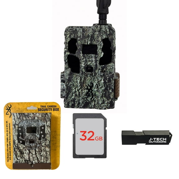 Browning Defender Pro Scout Max HD Trail Game Camera Bundle Includes Security Box + 32GB Memory Card and J-TECH Card Reader (24MP) | BTCPSMHD
