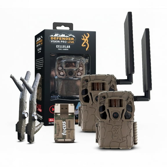 Browning Defender Vision Pro HD Trail Camera Bundled with Long Range Cellular Antenna and Boosted Signal Bundled and Card Reader (3 Items)