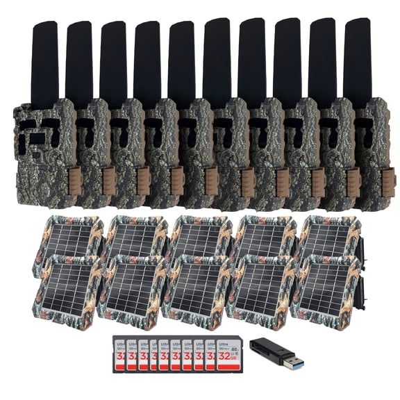 Browning Defender Wireless Pro Scout Max HD-DV Trail Camera (10 Pack) Bundle with Solar Panel, 32GB Memory Card and Card Reader (31 Items)