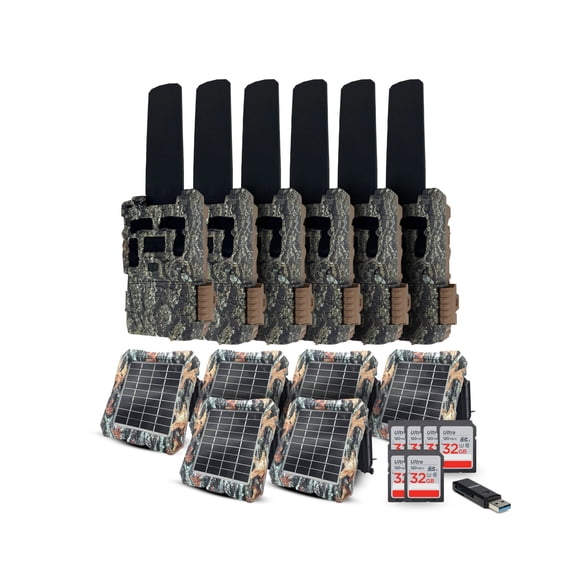 Browning Defender Wireless Pro Scout Max HD-DV Trail Camera (6 Pack) Bundle with Solar Panel, 32GB Memory Card and Card Reader (19 Items)