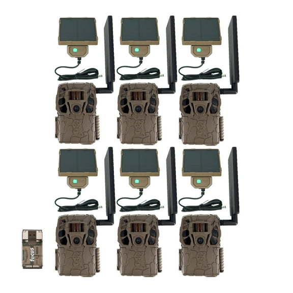 Browning Defender Wireless Vision Pro HD Livestream Trail Camera (6-Pack) Bundle with Solar Camera Power Pack and Card Reader (13 Items)