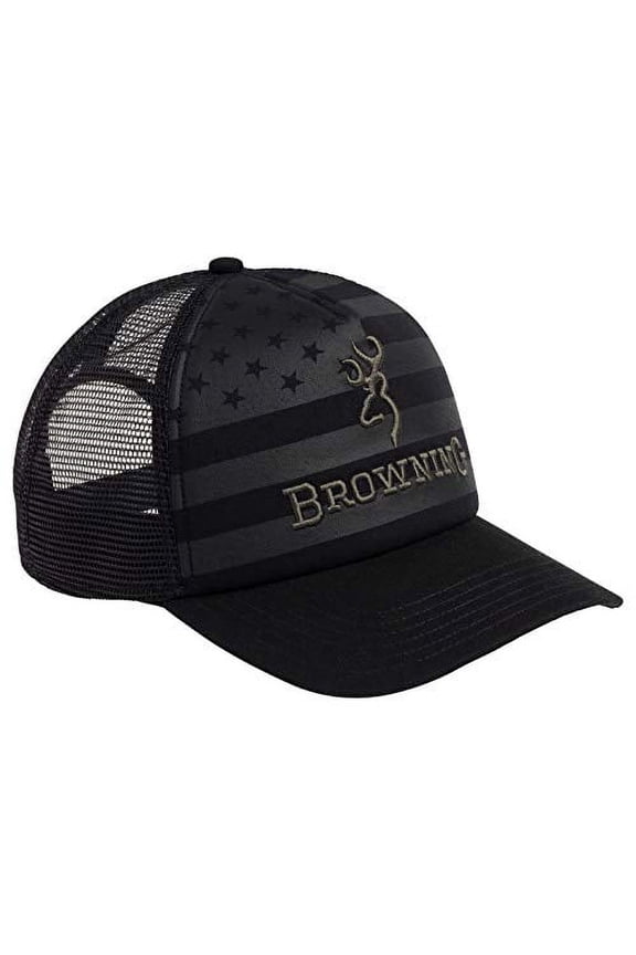 Foam Flag Trucker Mesh Hat, Black