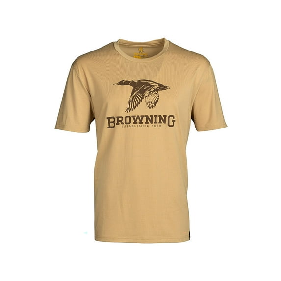 Browning Men's Camp Mallard Short Sleeve Crew Neck T Shirt Prairie XL