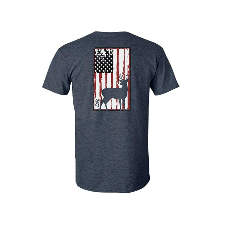 Browning Men's Deer Flag Short Sleeve T Shirt Heather Navy XL
