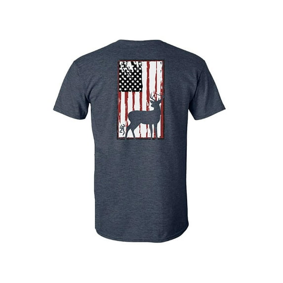 Browning Men's Deer Flag Short Sleeve T Shirt Heather Navy XL