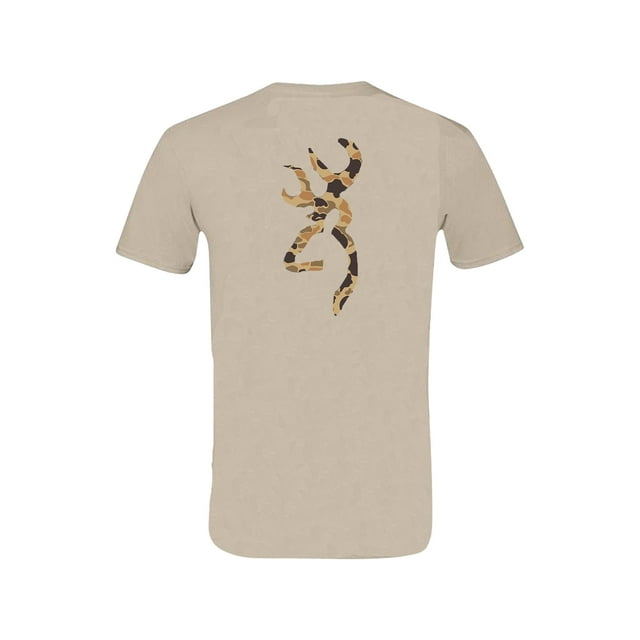 Browning Men's Duck Camo Buckmark Short Sleeve T Shirt Sand Medium