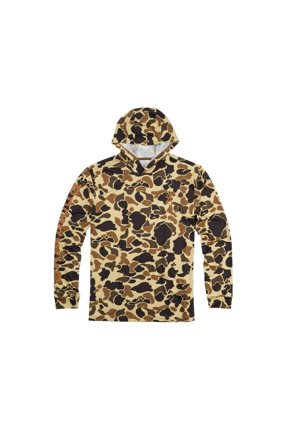 Men's Hooded Sun Long Sleeve Shirt Vintage Tan Medium