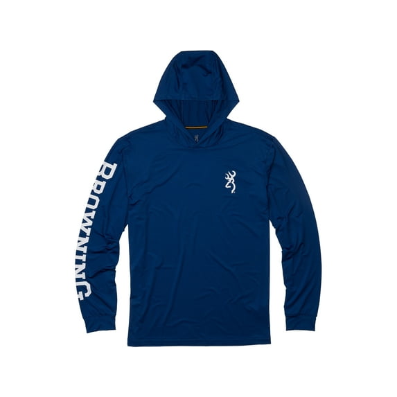 Browning Men's Hooded Tech Long Sleeve Shirt Navy Medium