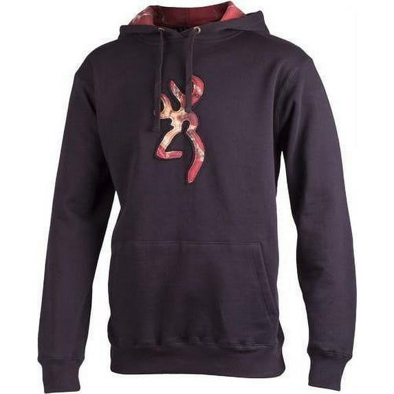 Browning Men's Hoodie Sweatshirt Size Small Cotton/Polyester Two Tone Black/Camo