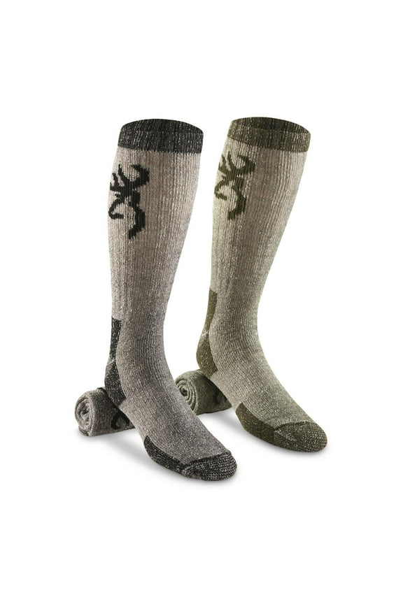 Men's Poplar Wool Blend Midweight Boot Socks, 2 Pairs Olive/Black XL