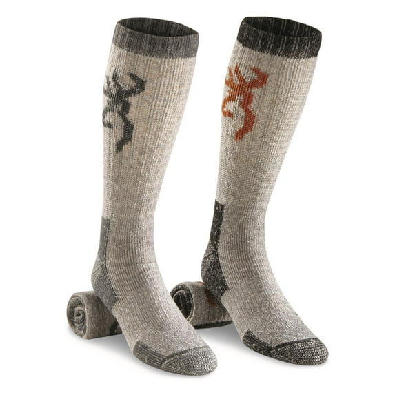 Browning Men's Poplar Wool Blend Midweight Boot Socks, 2 Pairs