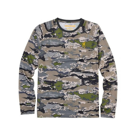 Browning Men's Tech Long Sleeve Crew Neck T Shirt OVIX Camo XL