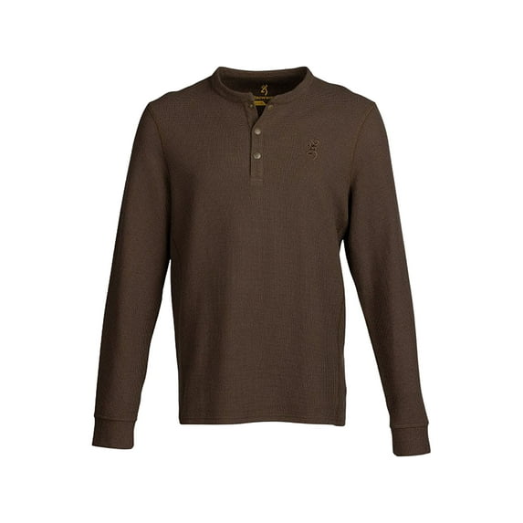 Browning Men's Waffle Knit Long Sleeve Henley Shirt Major Brown 2XL