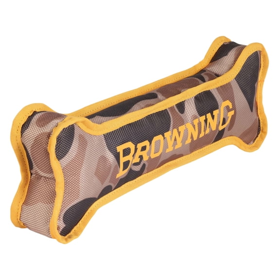 Browning Pet Training Tool, Durable Dog Toys for Tug and Fetch, Canvas Bone (Vintage Camo), Small