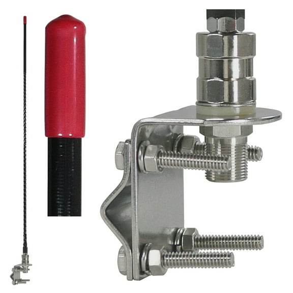 Browning Stainless Steel CB Mirror Mount with 3-Ft. Heavy-Duty Fiberglass CB Antenna, BR-FG-MS