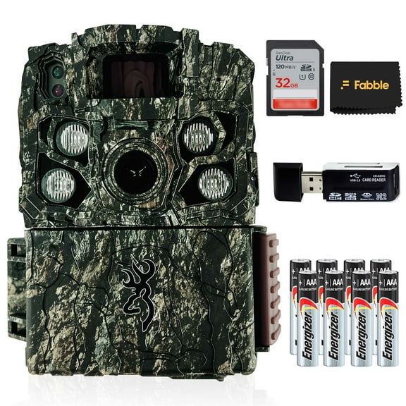 Browning Strike Force FHDR 40MP Trail Camera Bundle with 32GB SDHC Memory Card, Hi-Speed USB SD Card Reader, and Two 4-Pack AA Batteries for Game, Trail, and Property Monitoring