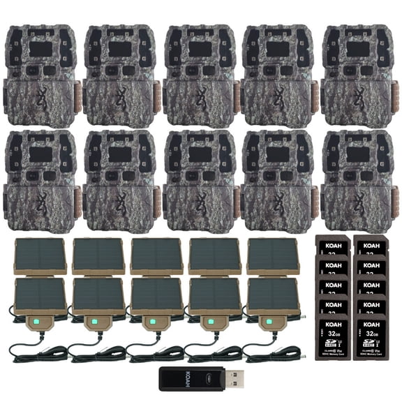 Browning Strike Force Pro DCL Nano 26MP Trail Camera (10 Pack) Bundle with Universal Solar Power Pack, 32GB Memory Card and Card Reader (31 Items)