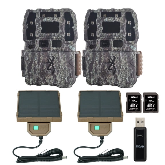 Browning Strike Force Pro DCL Nano 26MP Trail Camera (2 Pack) Bundle with Universal Solar Power Pack, 32GB Memory Card and Card Reader (7 Items)