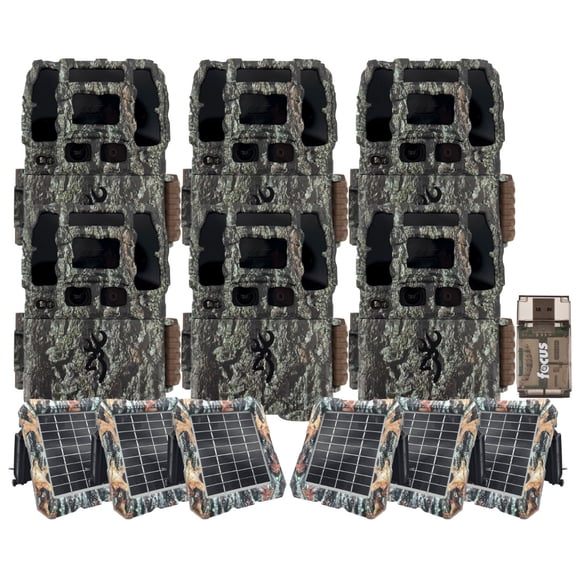 Browning Trail Camera-Dark Ops Pro DCL NANO Bundle with Solar Power (6-Pack) and Card Reader (13 Items)