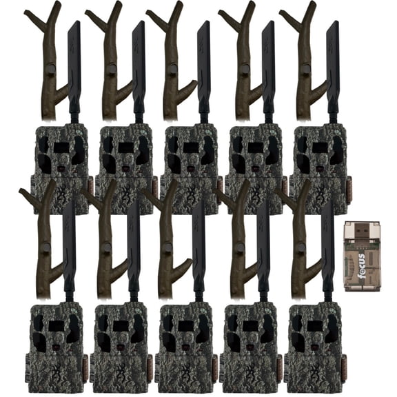 Browning Trail Camera Defender 46MP HD AI Wireless Pro Scout Max (10 Pack) Bundle with Long Range Cellular Antenna and Card Reader (21-Items)