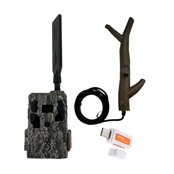 Browning Trail Camera Defender 46MP HD AI Wireless Pro Scout Max Bundle with Long Range Cellular Antenna and Card Reader (3-Items)