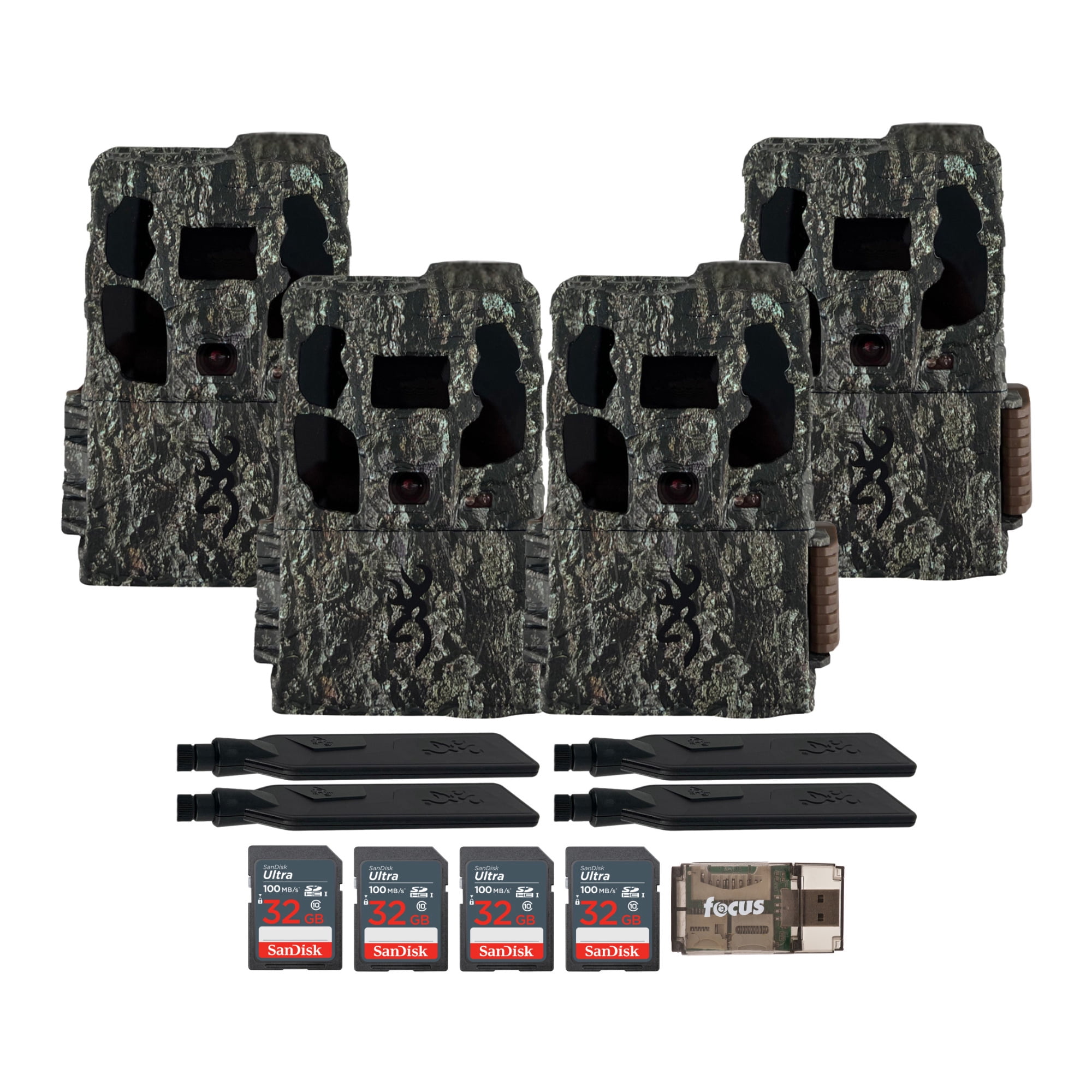 Browning Trail Camera - Defender Wireless Pro Scout Max HD AI (4-Pack) Bundle with 4x 32GB Memory Card and Card Reader