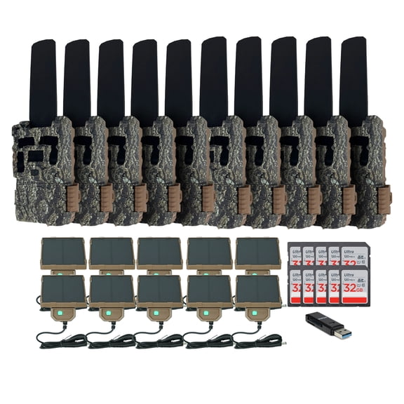 Browning Trail Camera Defender Wireless Pro Scout Max HD-DV (10-Pack) Bundle with Solar Power Pack, 32GB Memory Card and Reader (31 Items)