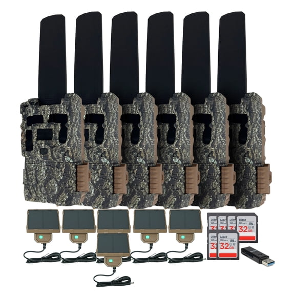 Browning Trail Camera Defender Wireless Pro Scout Max HD-DV (6-Pack) Bundle with Solar Power Pack, 32GB Memory Card and Reader (19 Items)