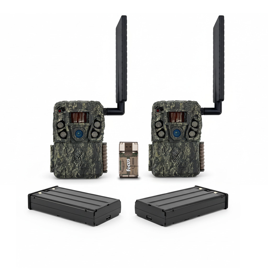 Browning Trail Camera - Defender Wireless Vision Pro HD AI 46MP (2 Pack) Bundle with Rechargeable Battery Pack and Card Reader (5 Items)