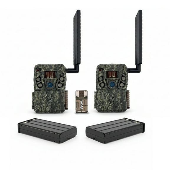 Browning Trail Camera - Defender Wireless Vision Pro HD AI 46MP (2 Pack) Bundle with Rechargeable Battery Pack and Card Reader (5 Items)