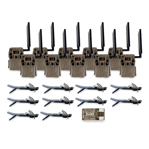 Browning Trail Camera Defender Wireless Vision Pro HD Livestream (10-Pack) Bundle with Long-Range Cellular Antenna and Boosted Signal Strength (21 Items)