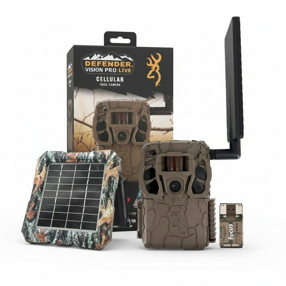 Browning Trail Camera Defender Wireless Vision Pro HD Livestream Bundle with Solar Power Pack (Camo) and Card Reader
