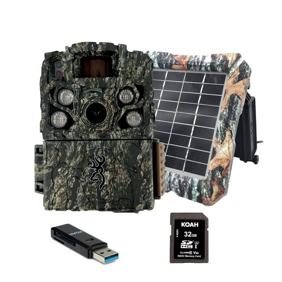 Browning Trail Camera Strike Force FHDR 40MP with Solar Power (Camo), 32GB Memory Card and Card Reader (4 Items)