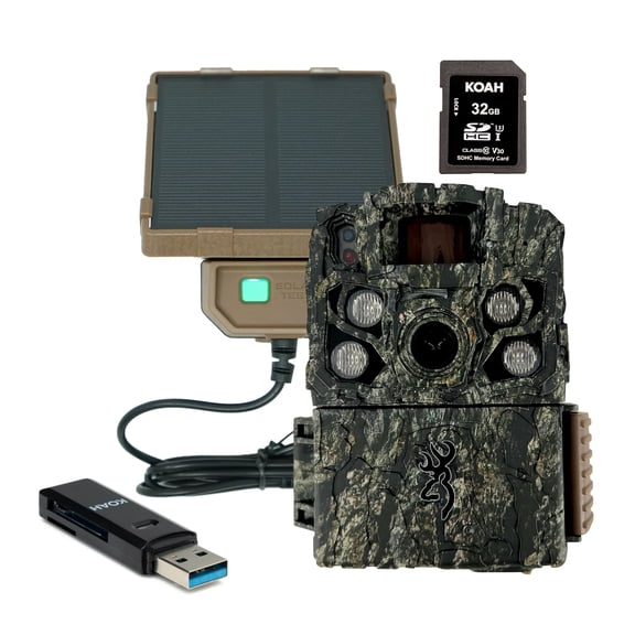 Browning Trail Camera Strike Force FHDR 40MP with Solar Power Pack, 32GB Memory Card and Card Reader (4 Items)