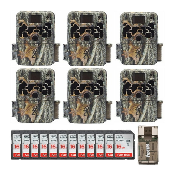 Browning Trail Cameras Dark Ops Extreme 16MP Game Camera (6-Pack) with 12 16GB Card and Card Reader