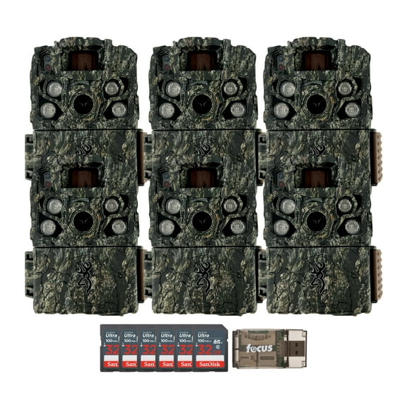 Browning Trail Cameras - Strike Force FHDR 40MP (6-Pack) Bundle with 6x 32GB Memory Card and Card Reader (13 items)