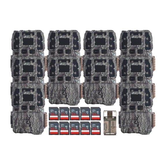 Browning Trail Cameras Strike Force Pro DCL Nano 26MP Trail Camera (10-Pack) Bundle with 32GB Ultra SDHC UHS-I Memory Card (10-Pack) and High Speed Card Reader (21 Items)