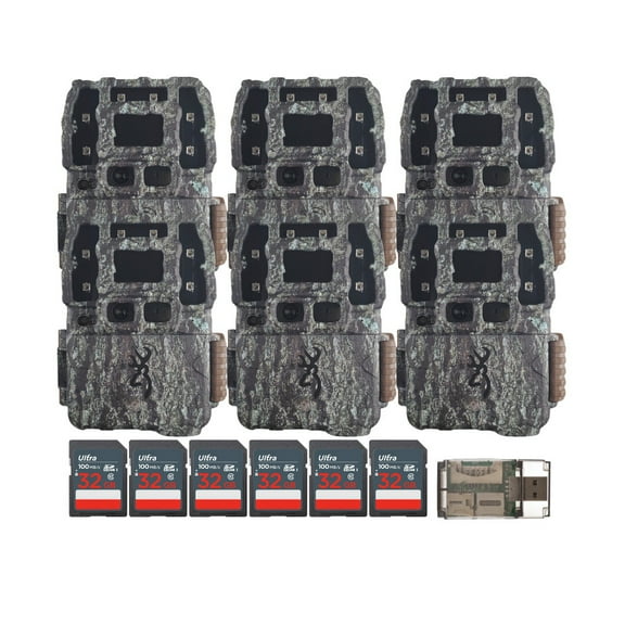 Browning Trail Cameras Strike Force Pro DCL Nano 26MP Trail Camera (6-Pack) Bundle with 32GB Ultra SDHC UHS-I Memory Card (6-Pack) and High Speed Card Reader (13 Items)