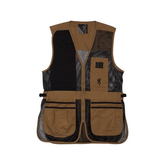 Browning Men's Trapper Creek Shooting Vest Right Hand Cotton/Polyester Clay/Black Medium