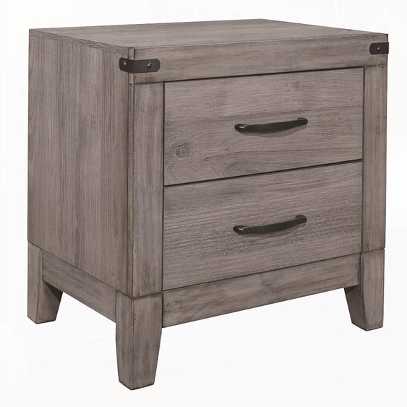 Brownish Gray 2-Drawer Melamine Nightstand Bedroom Side Table