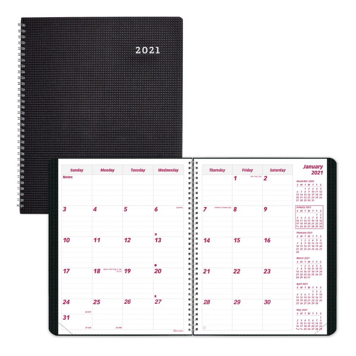 Brownline 2021 DuraFlex 14-Month (Dec 2020 - Jan 2022), Black, 8.875 x 7.125 inches (CB1200V.BLK-21)