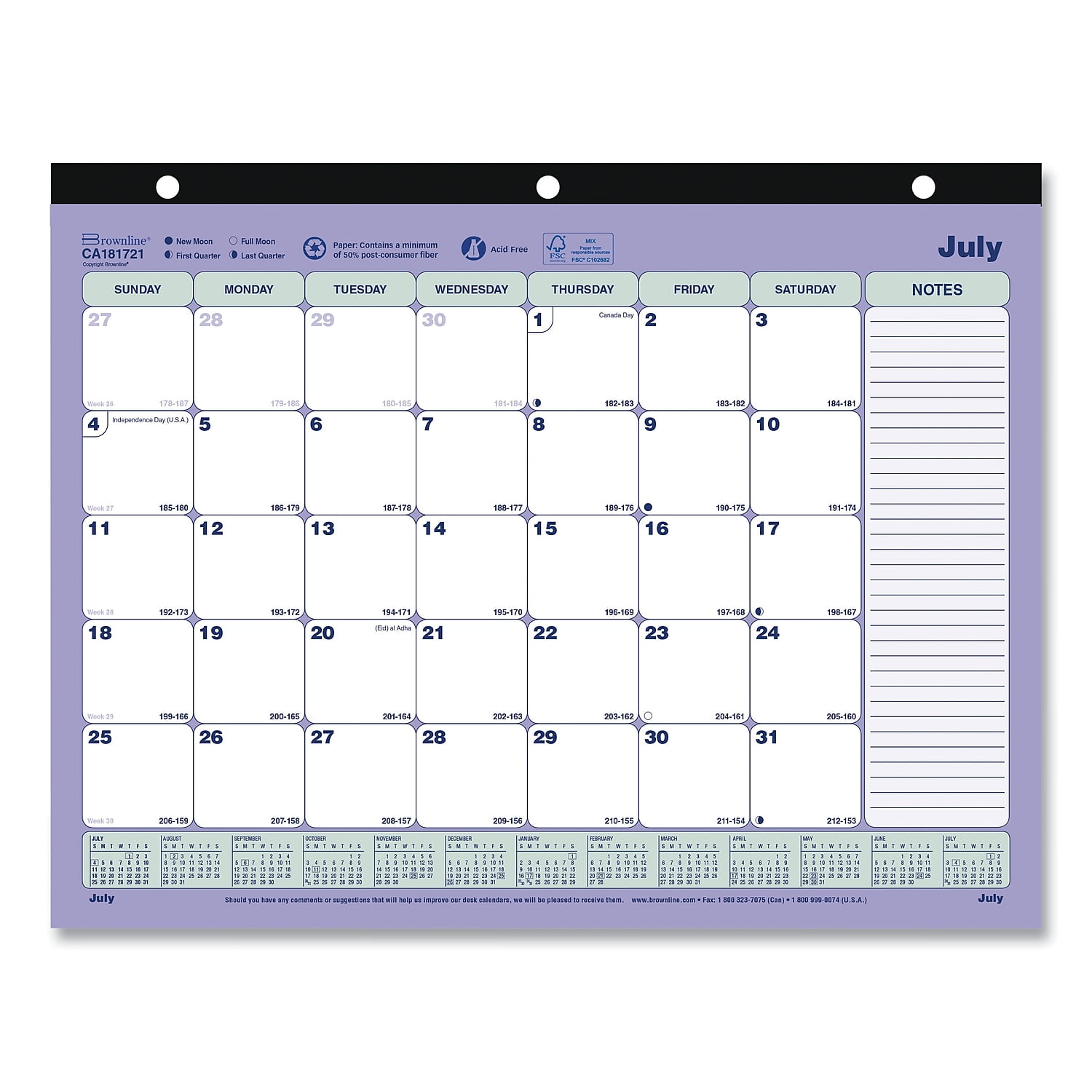 Desk Pad Monthly Calendar Insert Pack, 24.5 x 16 - Walmart.com