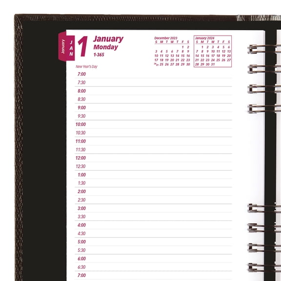 Brownline CoilPro Daily Planner 2023 with Hard Cover, 8-inch Height, Black